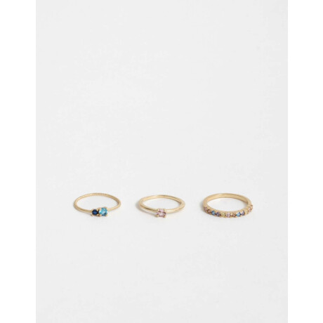 Set De Anillos Oro Zirconia Dorado