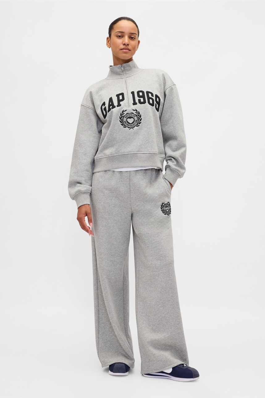 Buzo Deportivo Logo Gap Medio Cierre Mujer Heather Grey