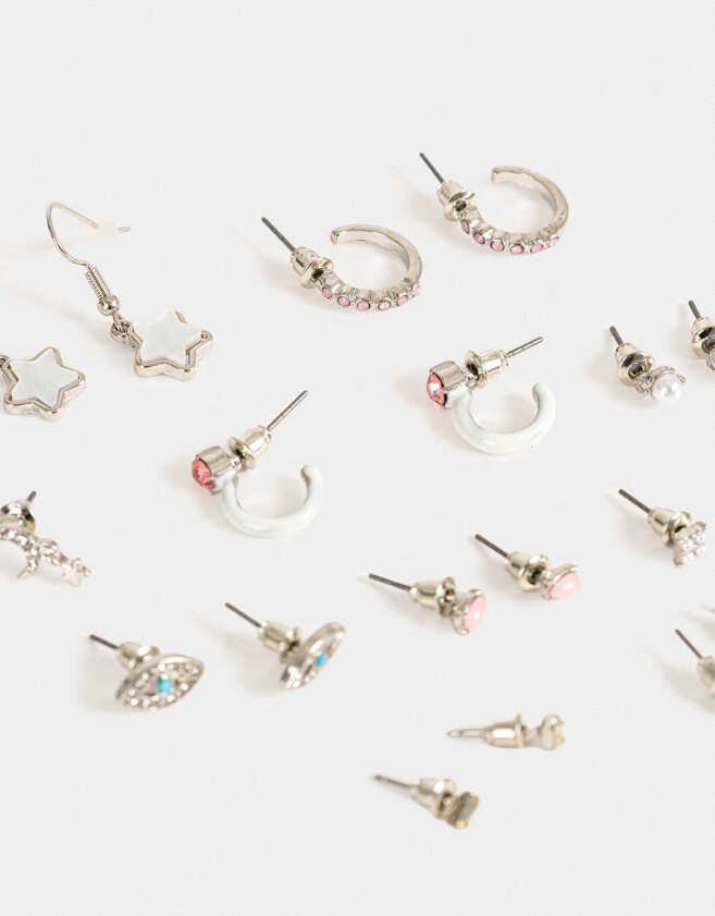 Aros Sets Strass Sets De Aros - Plateado
