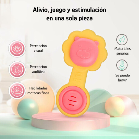 Mordillo de Silicona Infantil Estimulante Fácil de Agarrar Amarillo/rosa