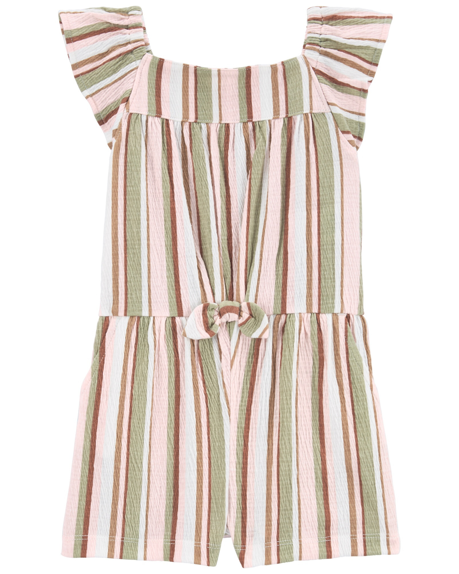 Monito corto de jersey arrugado, diseño a rayas Sin color