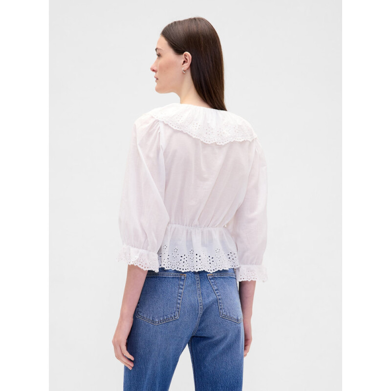 LS RUFFLE COLLAR TOP NEW OFF WHITE