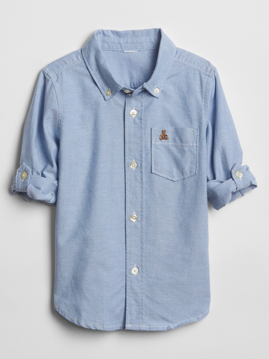 V-OXFORD WOVEN TOP BLUE OXFORD 6-12M - WHITE000 