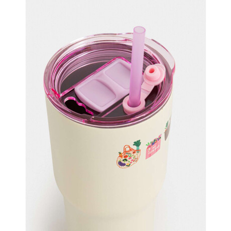 Vaso Alto Témico Estampado Blanco Crema