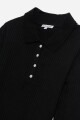 Remera manga larga cuello polo NEGRO