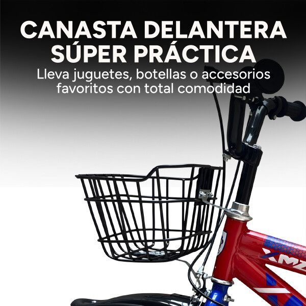 Bicicleta Infantil XMZ Rodado16 Canasto Parrilla Guardabarro Rojo 1