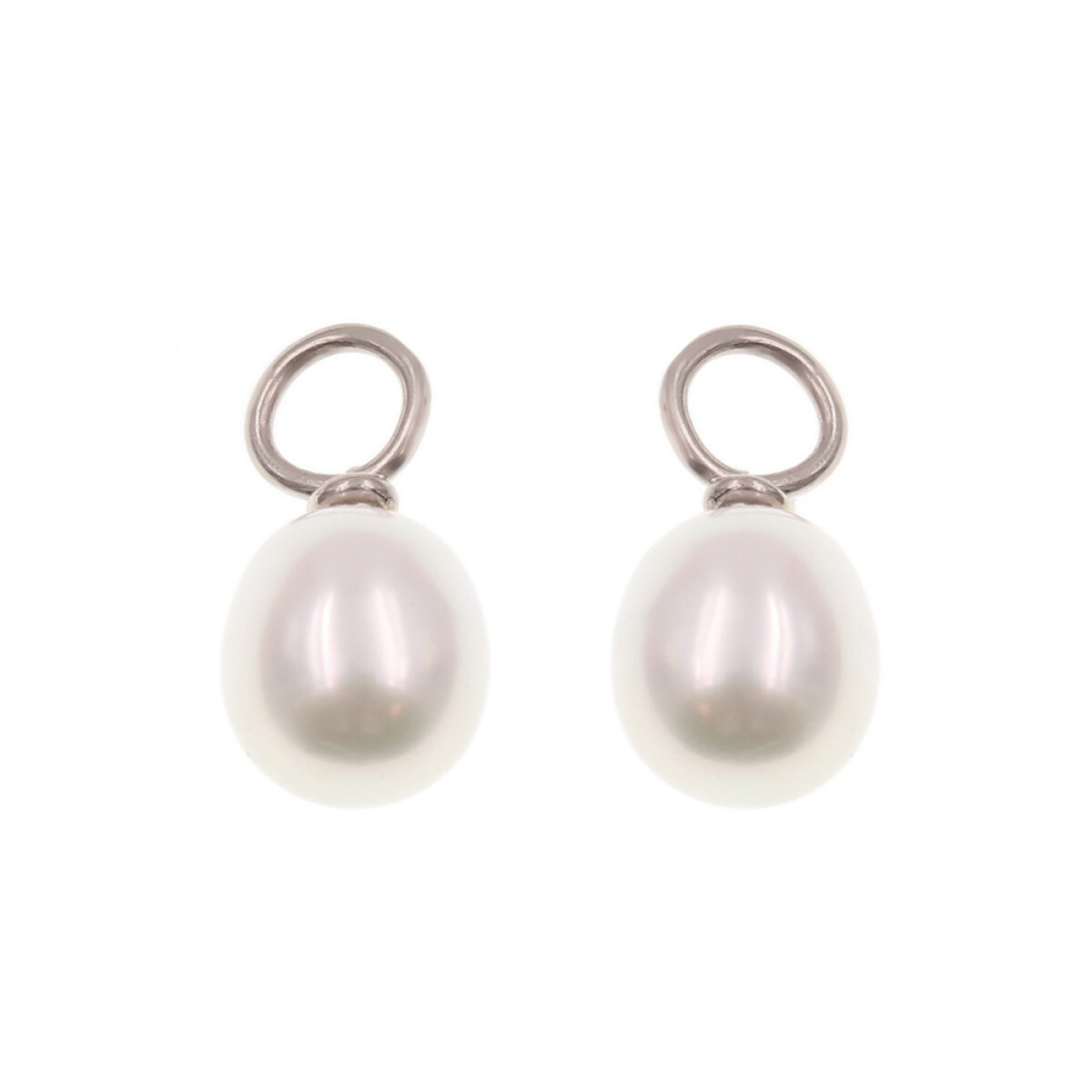 Accesorio colgante para aros de oro 18k blanco con perlas 