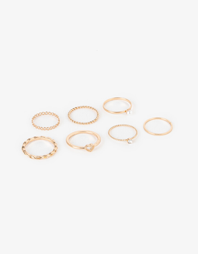 Sets Anillos Con perlas Set De Anillos Con Perla - Dorado