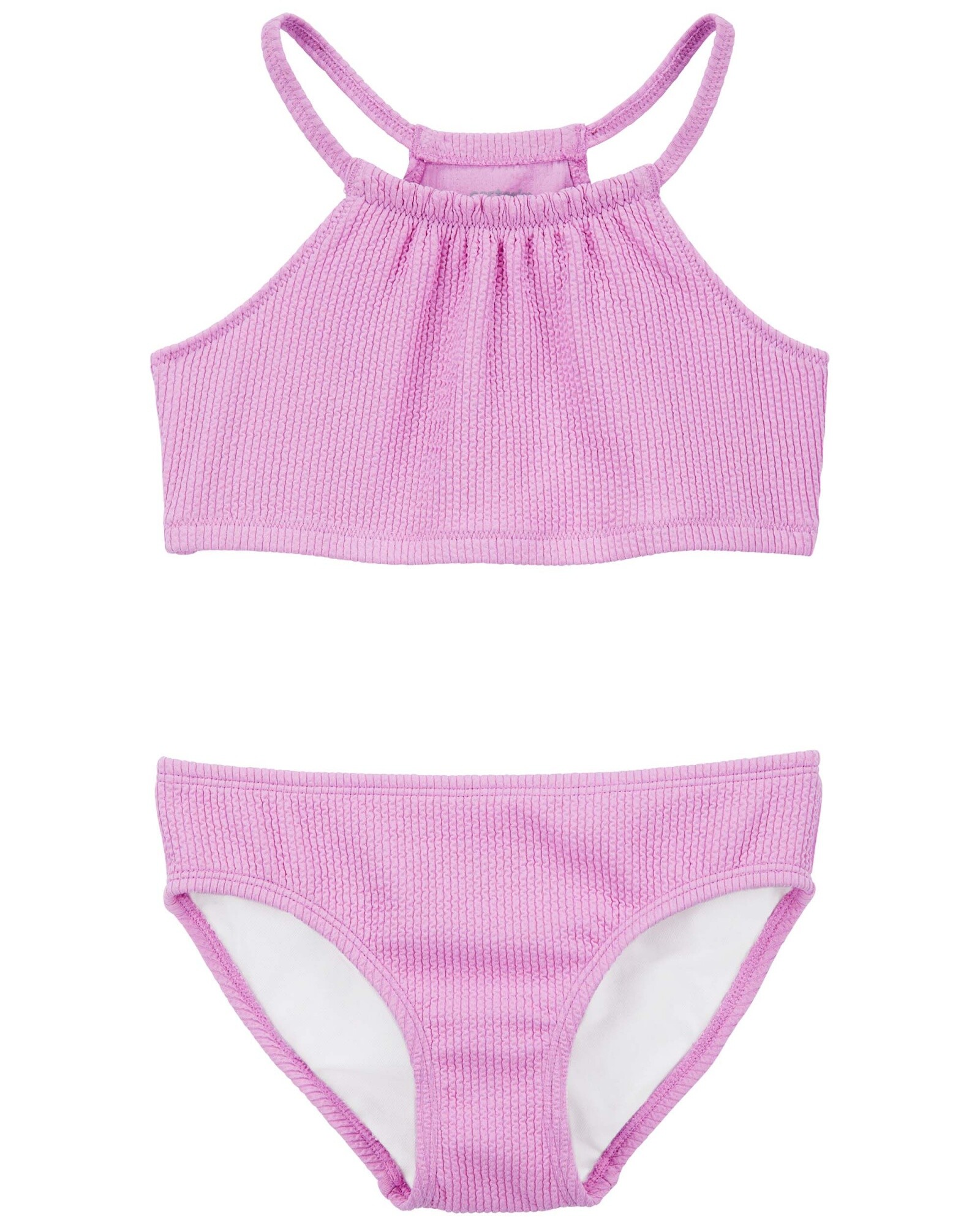 Traje de baño dos piezas con protección UPF 50+, cuello halter, rosado Sin color