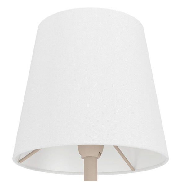 Lámpara de pie E14 acero beige y pant. tela blanca EG6072