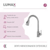 Grifo de cocina gourmet extensible de una sola manija Gris Inox