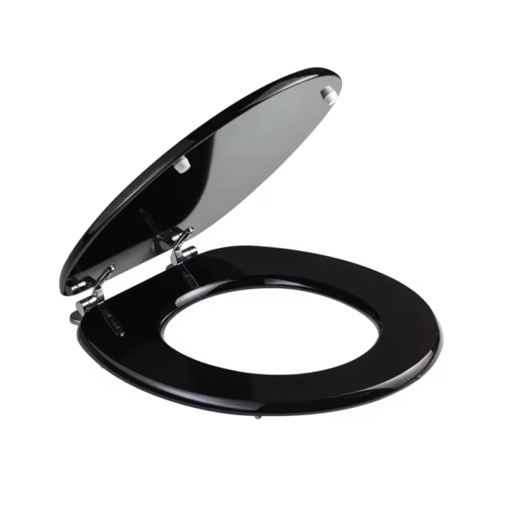 Tapa inodoro negra en MDF con herraje metálico Tapa Inodoro Negra En Mdf Con Herraje Metálico