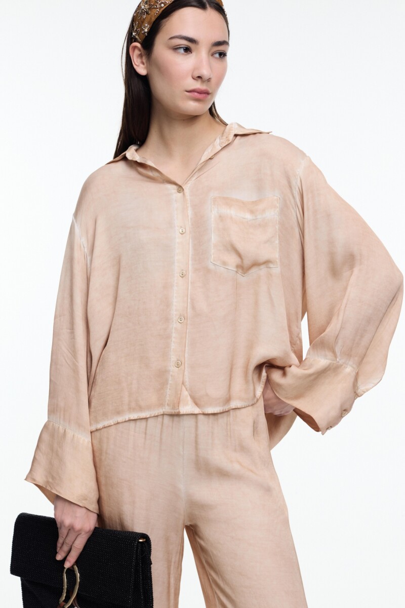 CAMISA BOLSILLO ML Beige