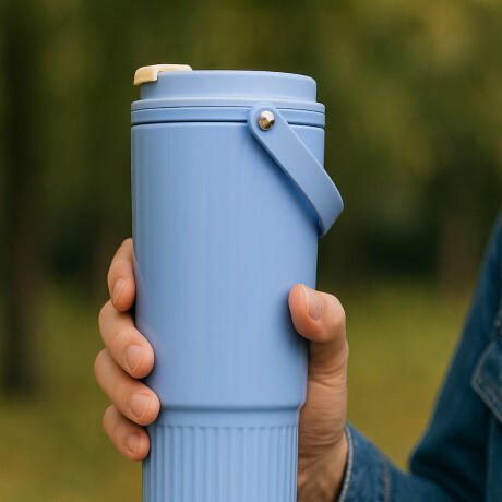 Vaso térmico con manija 500ml Celeste