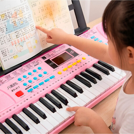 Órgano Musical Teclado Piano 61 Teclas Mozart Español Rosa