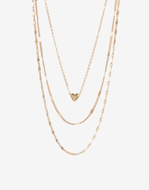 Collares Cortos Metal Collar Corto Dijes Corazones - Dorado