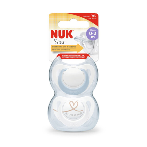 Chupetes de Silicona Star Celeste 0–2 Meses x2 – NUK Chupetes de Silicona Star Celeste 0–2 Meses x2 – NUK