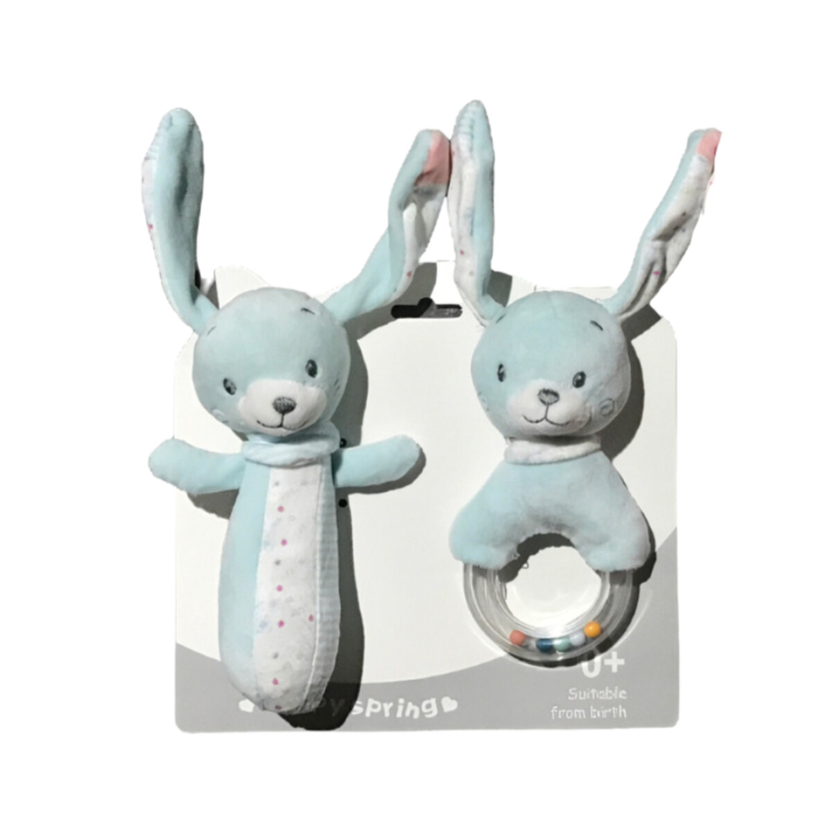 Conejito Sonajero Stick y Aro De Plush - Celeste 