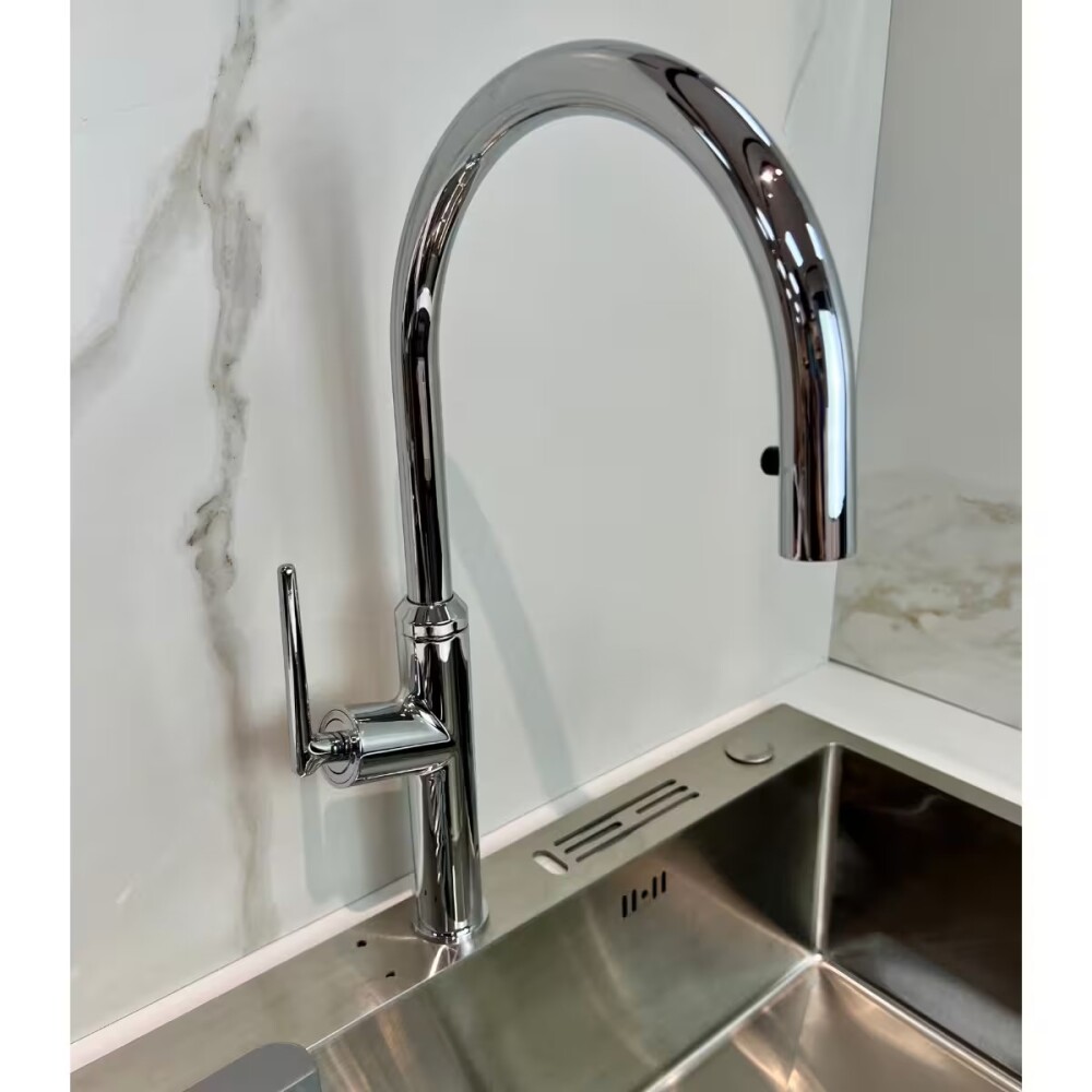 Grifería de cocina Monocomando de mesada extensible Cromo Brillante Grifería De Cocina Monocomando De Mesada Extensible Cromo Brillante