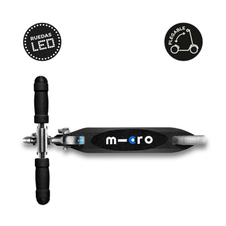 Monopatín Micro Sprite Plegable LED Ajustable con 2 Ruedas Negro