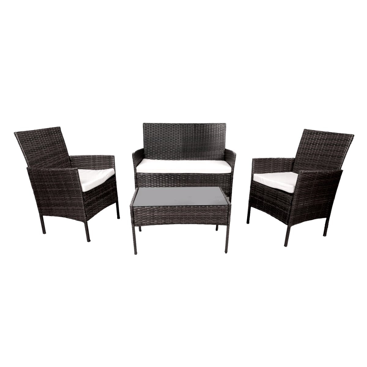 Juego de living 4 piezas rattan negro 