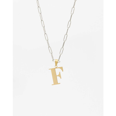 Cadena De Acero Inicial Letra ''f'' Combinacion Bicolor
