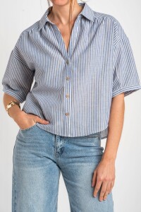 Camisa Rayada Azul