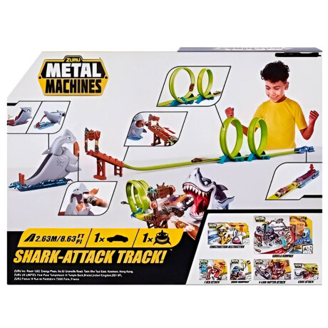 Pista Lanzador Hot Attack C/ Vehículo Metal Machines Tiburon