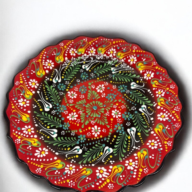 Plato de cerámica pintado 32 cm Rojo