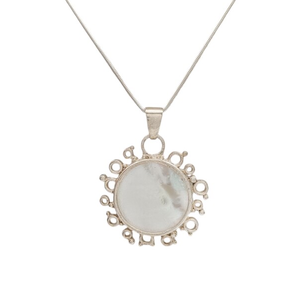 Dije Colgante Circulo-Plata 925-Nacar-CP4210 Conpiedra