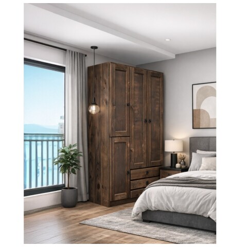 Ropero Madera Maciza 4 Puertas 3 Cajones Lustrado - Ltc Nogal Ropero Madera Maciza 4 Puertas 3 Cajones Lustrado - Ltc Nogal