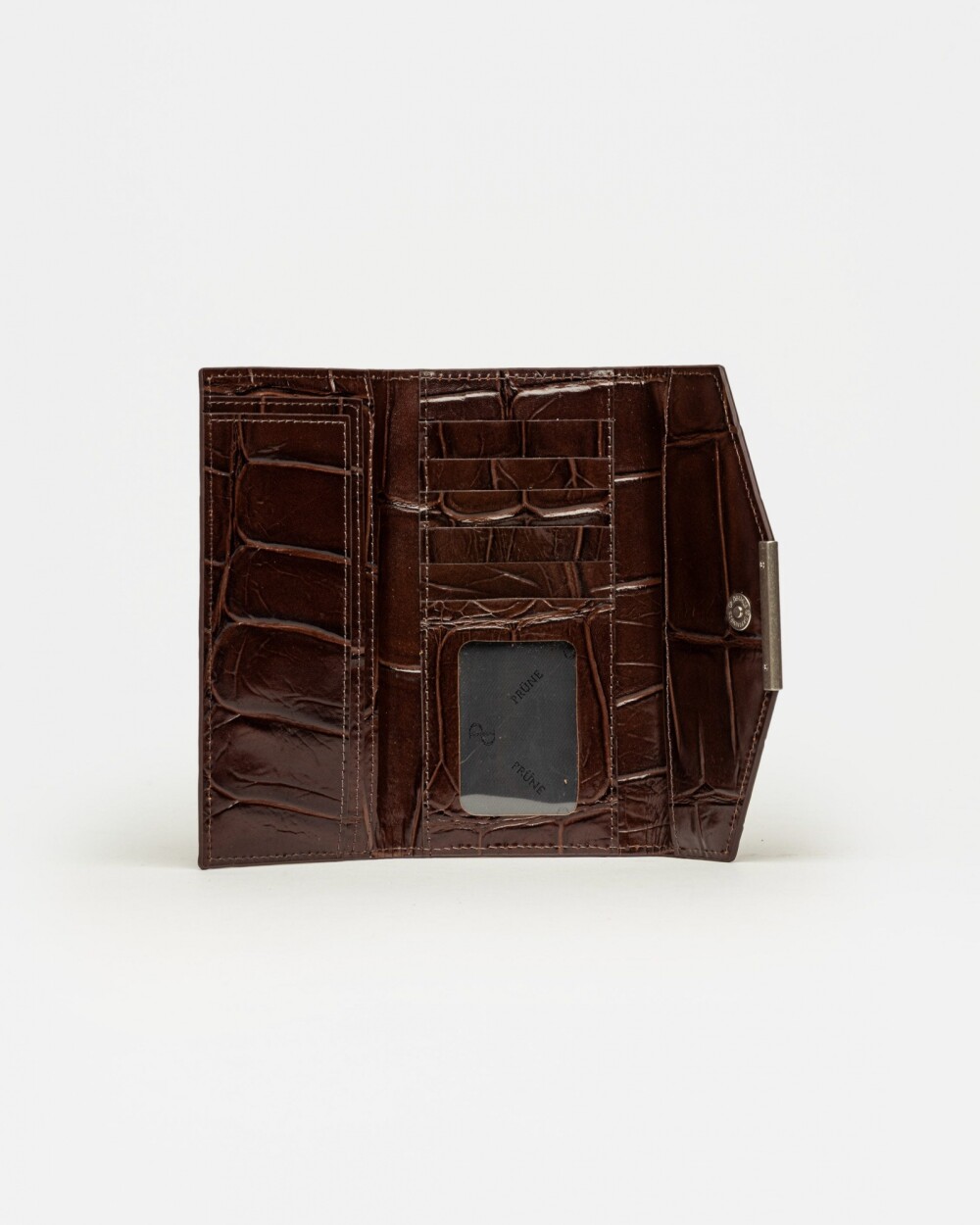 Billetera Darla en cuero grabado big croco Marron