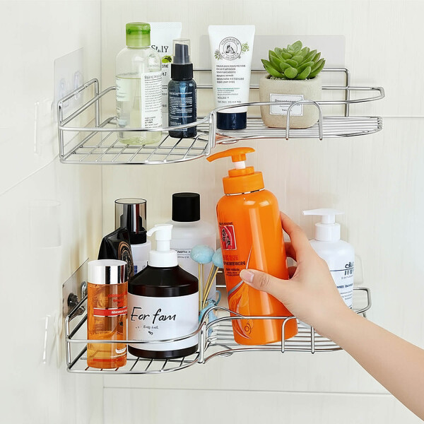 Estante Organizador Esquinero Set x2 Accesorio Baño Ducha Adhesivo Imback Color Plateado Estante Organizador Esquinero Set x2 Accesorio Baño Ducha Adhesivo Imback Color Plateado