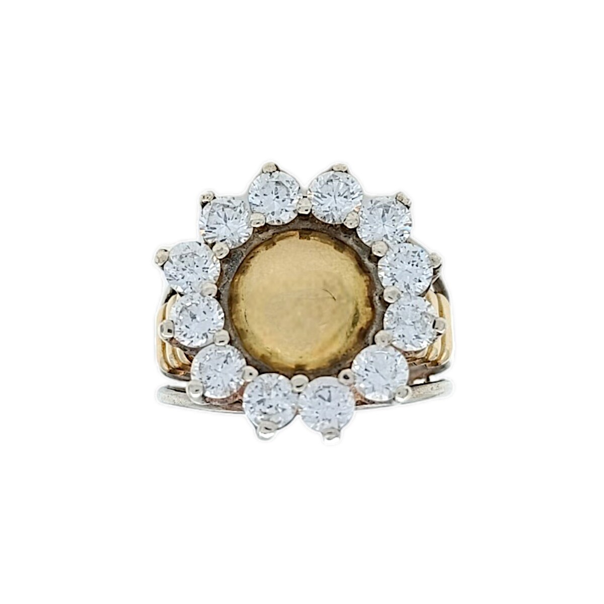 Anillo Girasol-Plata y Oro-Piedra Zirconia-AN5287 - conpiedra 