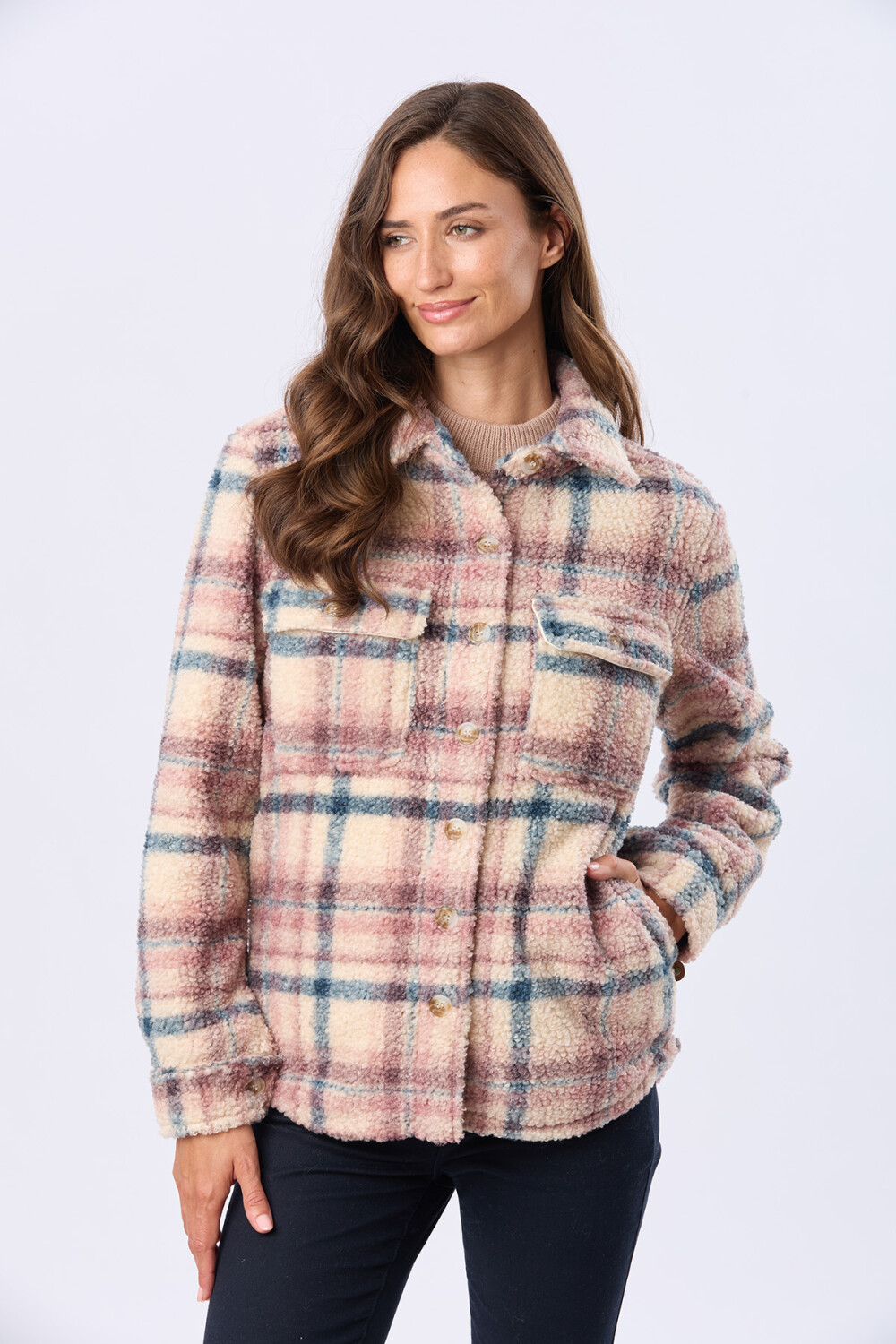 CAMPERA CAMISA DE SHERPA Rosado