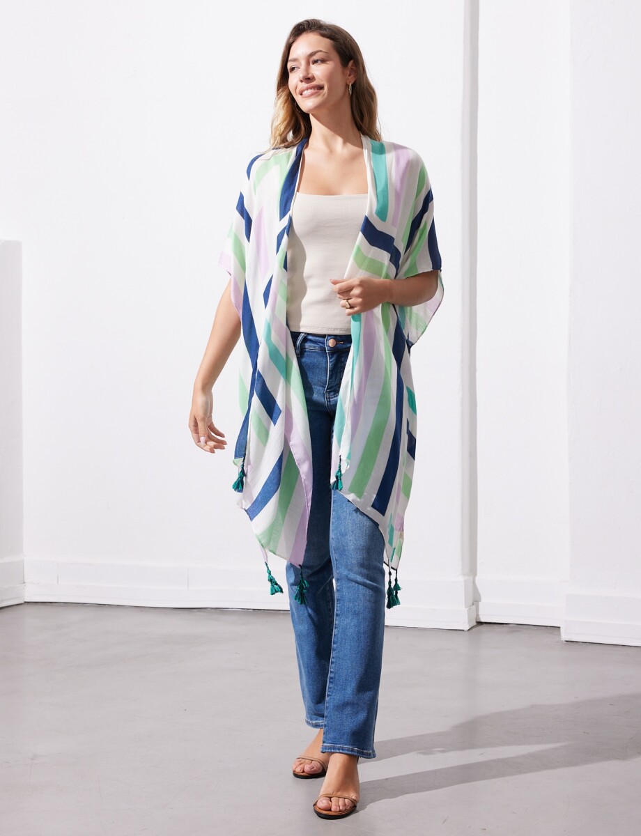 Kimono Lineas - Multi/azul 