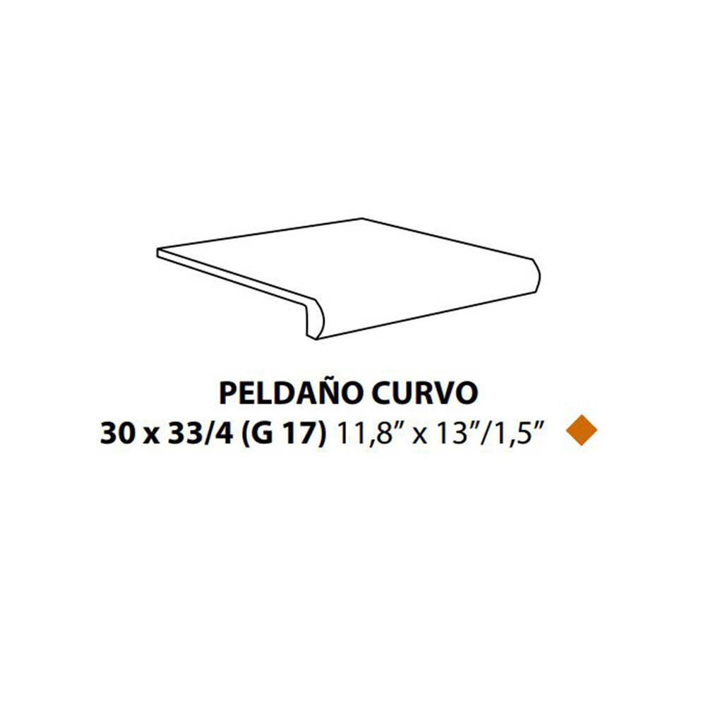 PELDAÑO CURVO ROCKS WHITE R9 30X33/4 Peldaño Curvo Rocks White R9 30x33/4