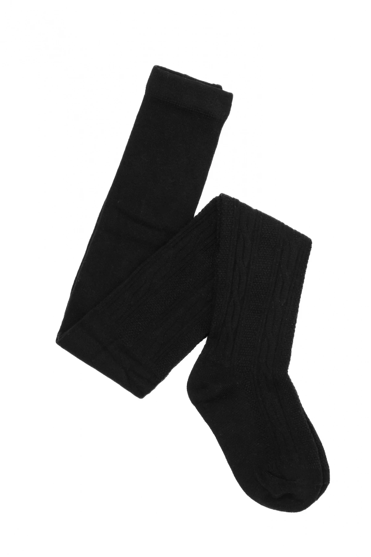 Media Infantil Rib de Algodón Negro