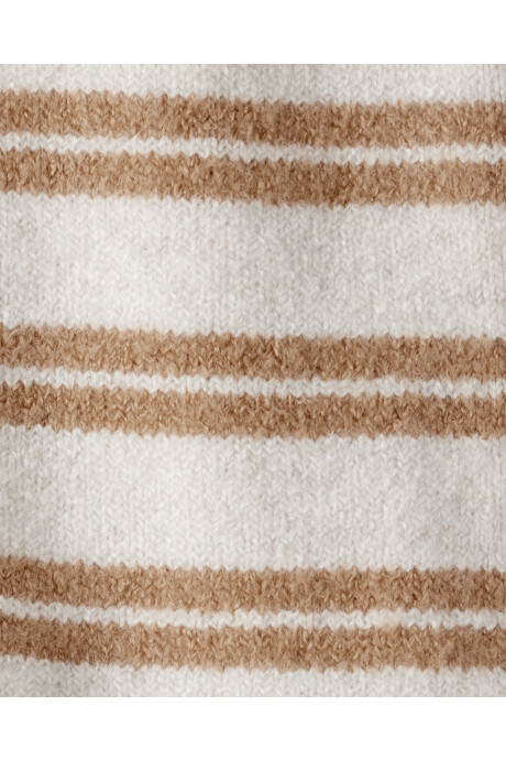 Pantalón de punto, diseño a rayas crema y marrón Sin color