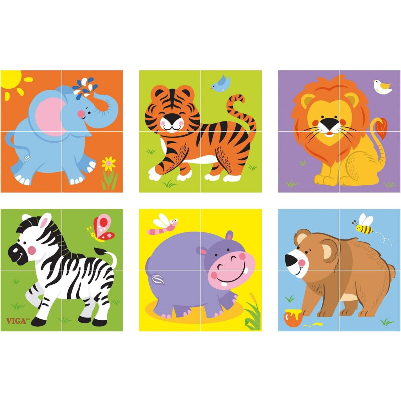 Rompecabezas de cubo de 6 caras (4 piezas) - Animal salvaje Rompecabezas de cubo de 6 caras (4 piezas) - Animal salvaje