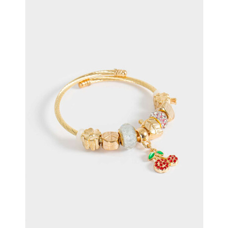 Pulsera Flexible Multucharm Frutas Dorado