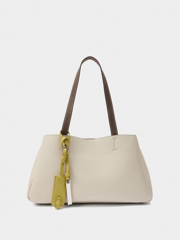 Bolso Tote Liso Con Colgante crudo