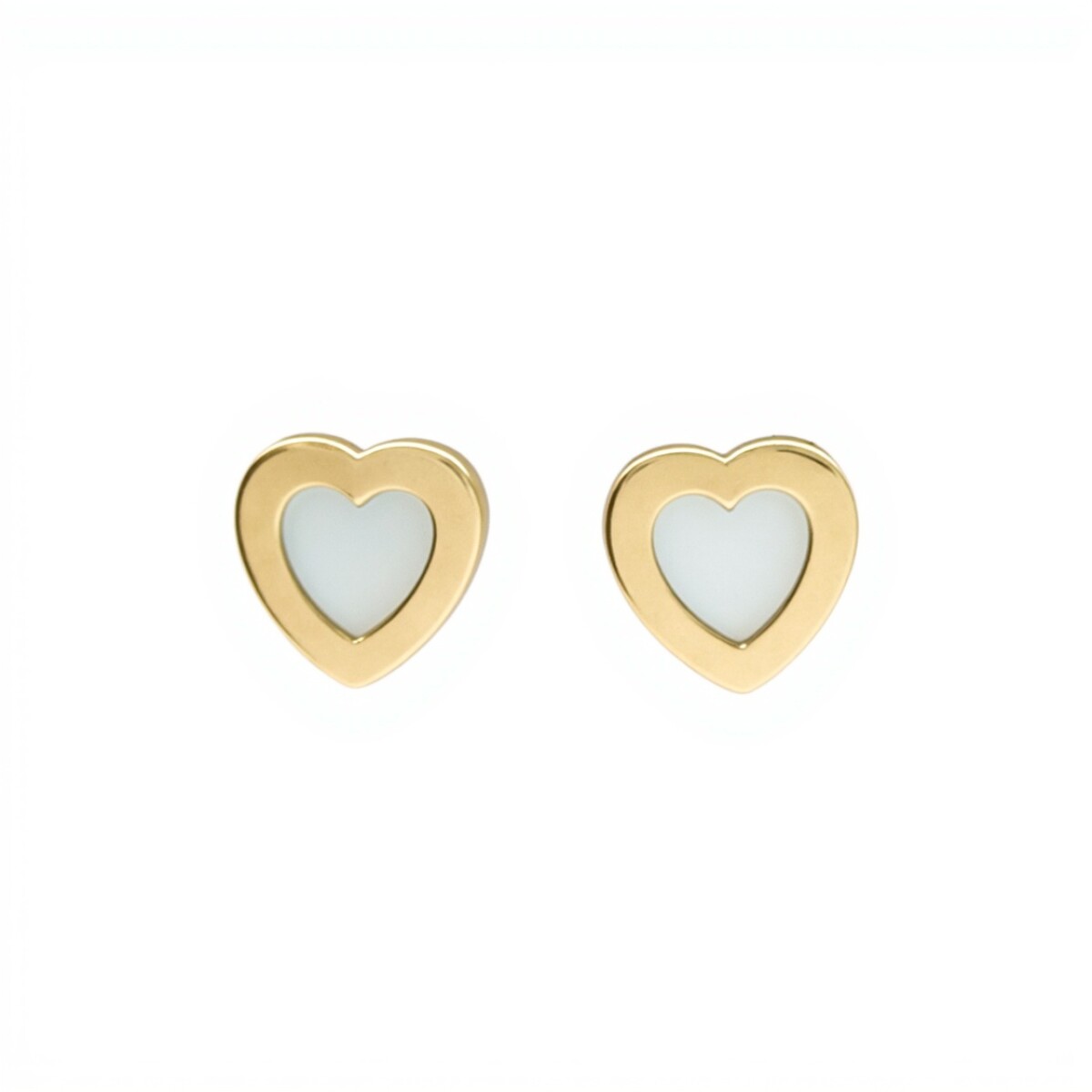 Caravanas Corazón de oro - Oro bajo - Nácar- CA8046 - conpiedra 