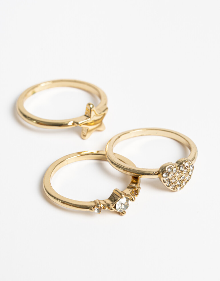 Sets Anillos Strass Set De Anillos Con Strass - Dorado