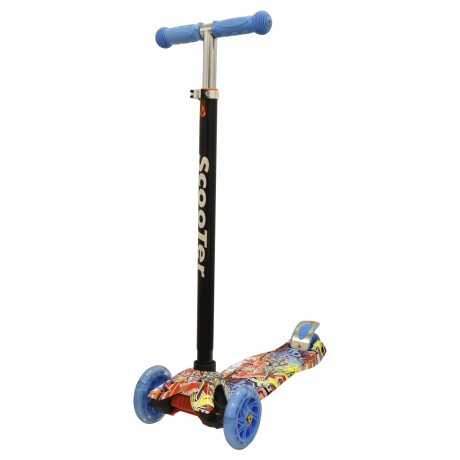 Monopatin Tripatin Scooter Ajustable 3 Ruedas Con Luces Celeste