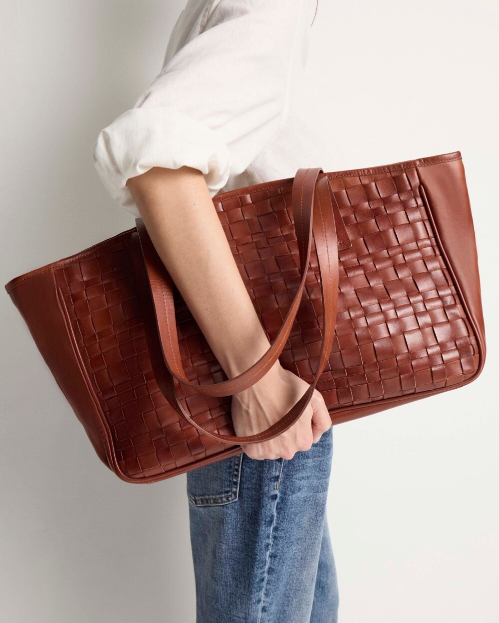 Bolso The Knit Bag en cuero graneado Cuoio