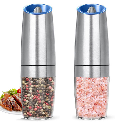 Juego de 2 Pimentero Salero Electrico con Luz Led Especiero Acero Inoxidable IMBACK Plateado Juego de 2 Pimentero Salero Electrico con Luz Led Especiero Acero Inoxidable IMBACK Plateado