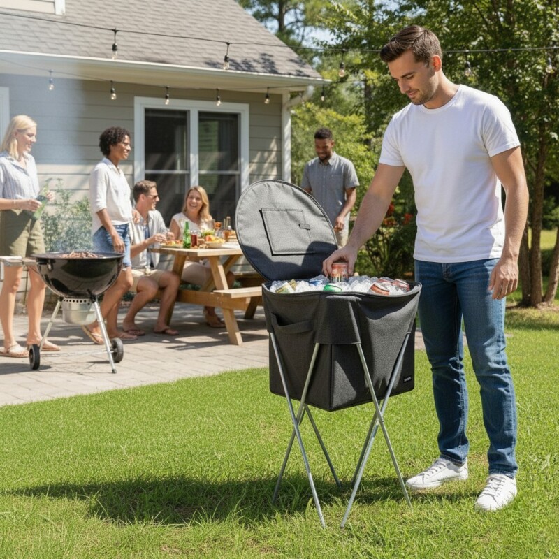 HIELERA TERMICA GRIS PORTATIL PARA BBQ 41L Unica