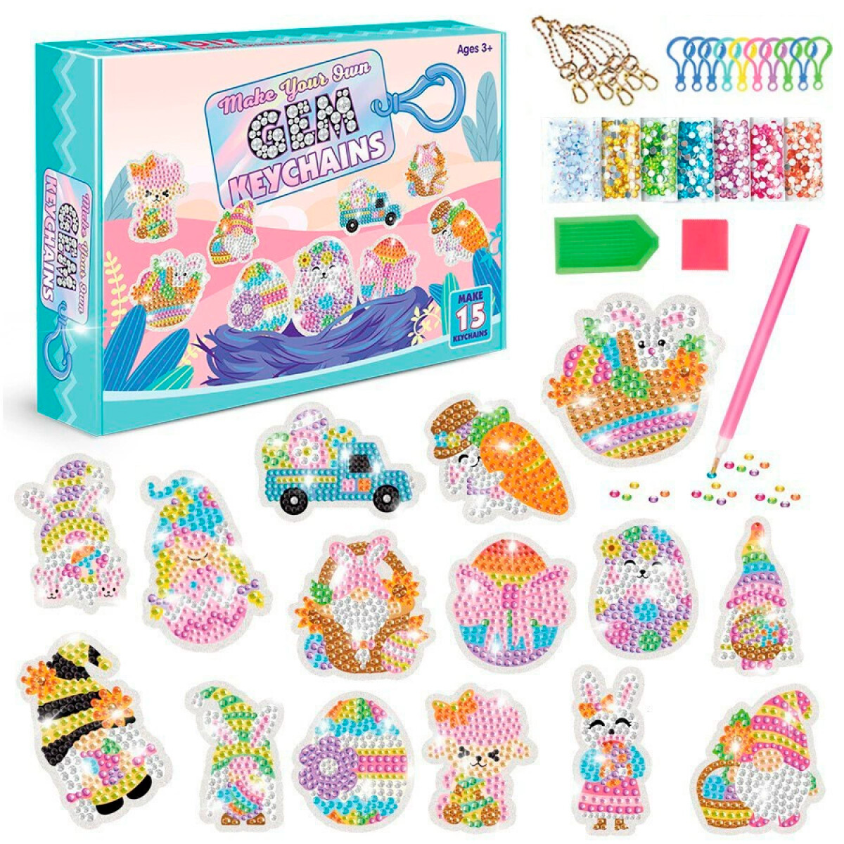 Set Crea Llaveros De Gemas DIY - Pascuas 