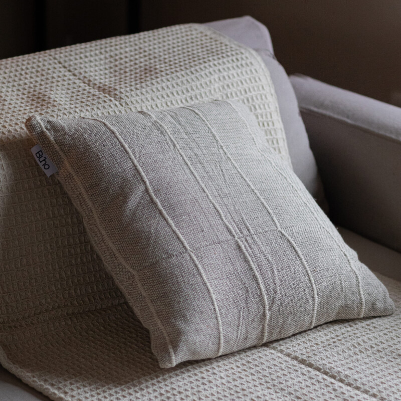 Funda de almohadón algodón 45x45cm Rayas Greige